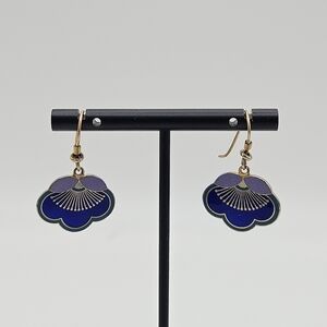 Laurel Burch blue lotus flower dangle earrings